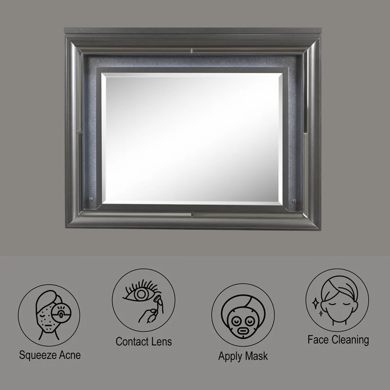 Sawyer - Mirror With LED - Metallic Gray