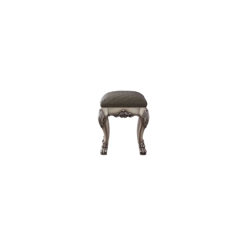 Dresden - Vanity Stool - Vintage Bone White & Synthetic Leather