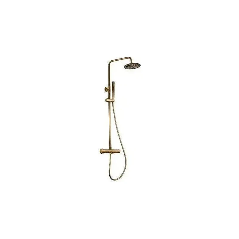 Columna de ducha termostática ajustable con rociador y alcachofa de mano en dorado cepillado Ebro de Valaz