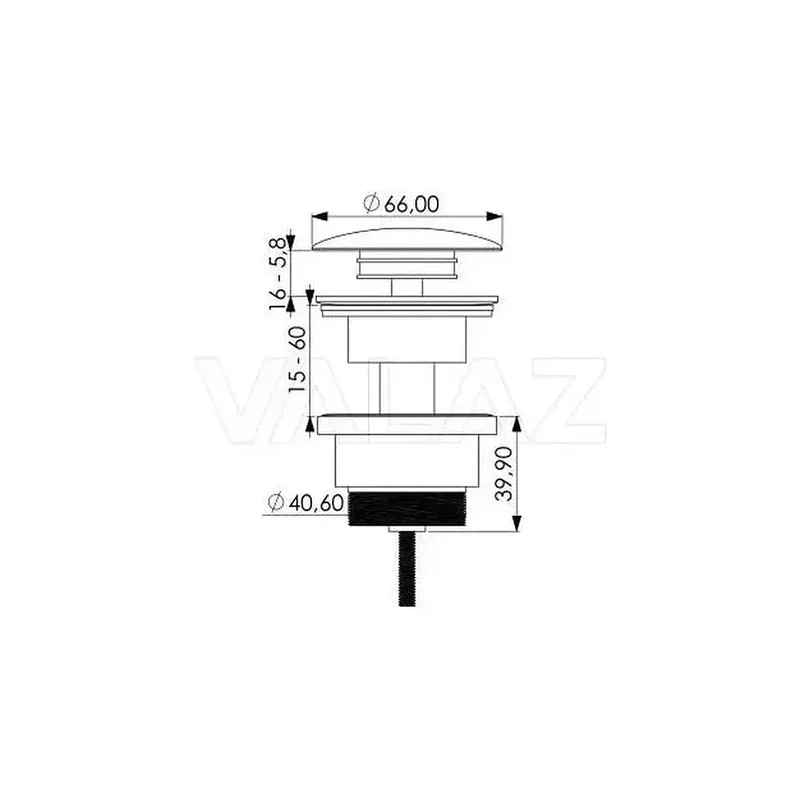 Válvula click clack para lavabo y bidet de latón dorado cepillado de Valaz