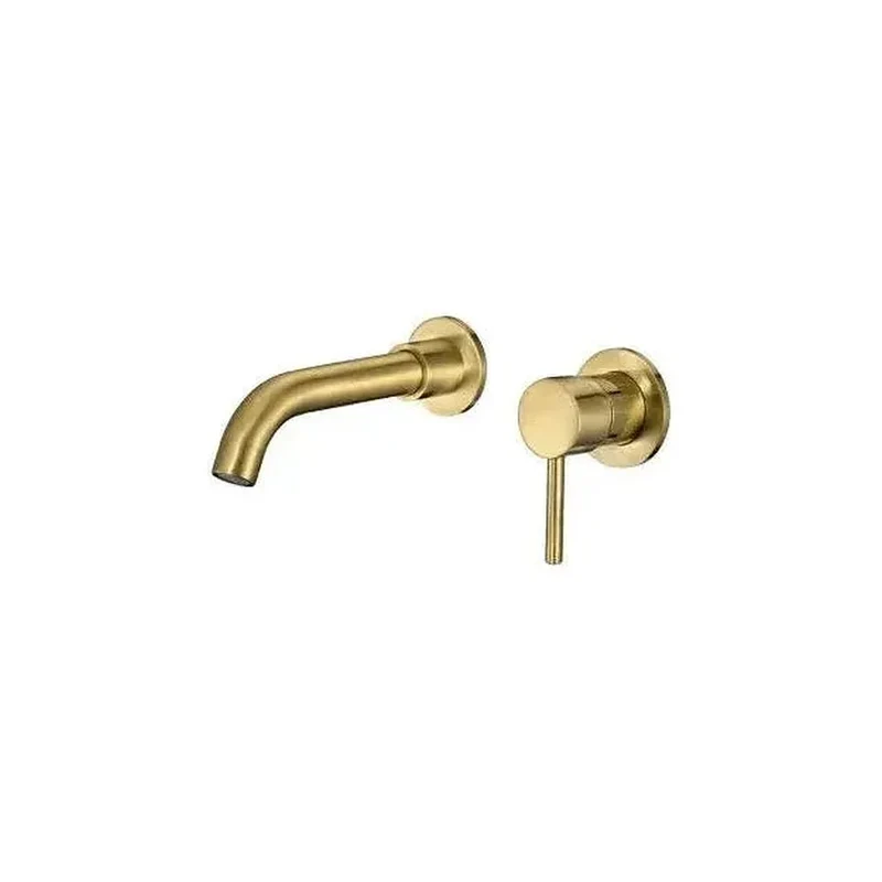 Grifo de lavabo empotrado monomando de 15 cm en latón dorado cepillado Guadiana de Valaz
