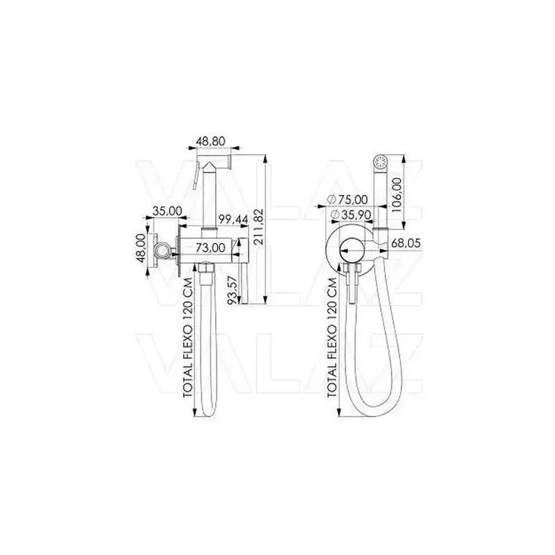 Grifo de bidet empotrado en latón y acero inoxidable en negro mate Guadiana de Valaz