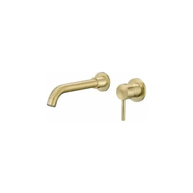 Grifo de lavabo empotrado monomando de 21 cm en latón dorado cepillado Guadiana de Valaz
