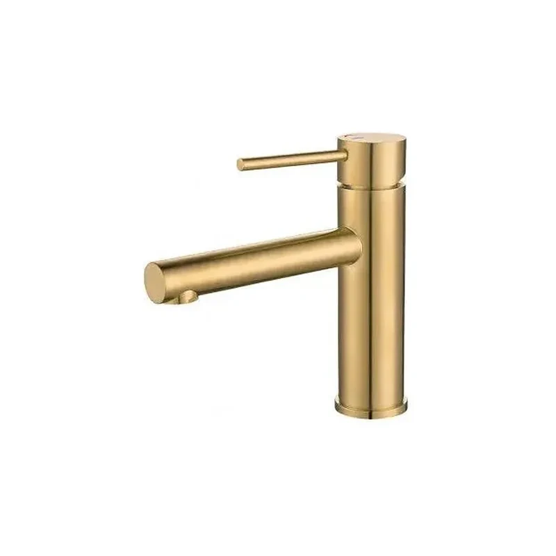 Grifo de lavabo monomando de agua fría con caño recto dorado cepillado Nansa de Valaz
