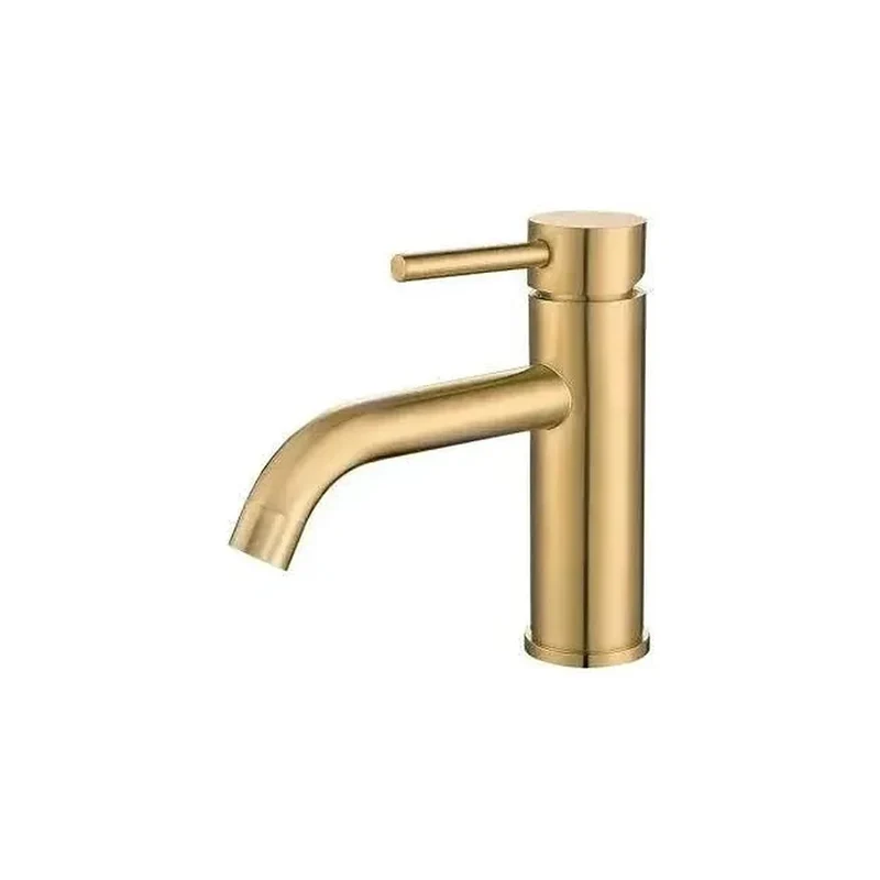 Grifo de lavabo monomando redondo en latón dorado cepillado Jabalón de Valaz