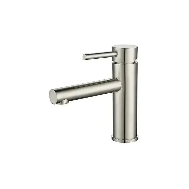 Grifo de lavabo monomando con caño recto en latón acero cepillado Palancia de Valaz