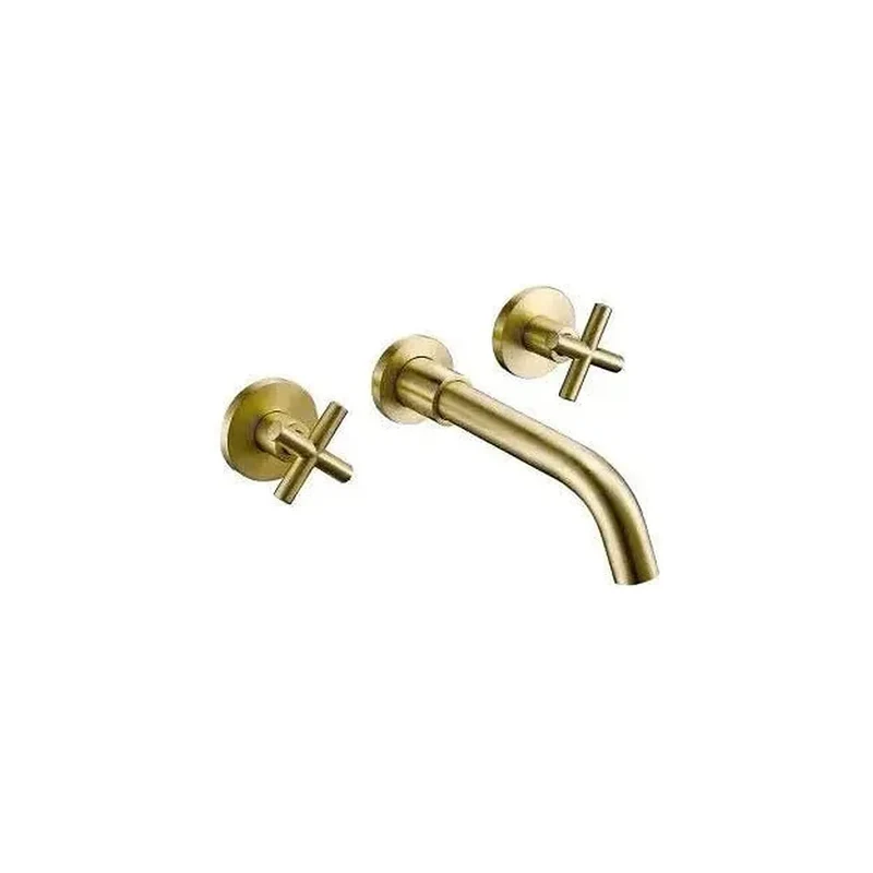 Grifo de lavabo empotrado bimando redondo en dorado cepillado Nalon de Valaz