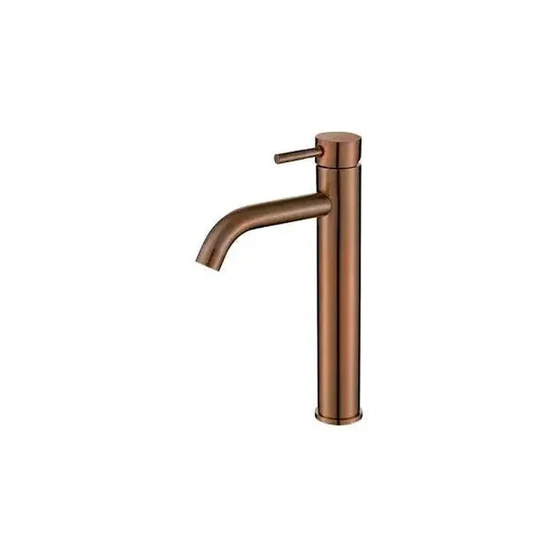 Grifo de lavabo alto monomando en latón oro rosa cepillado Jabalón de Valaz