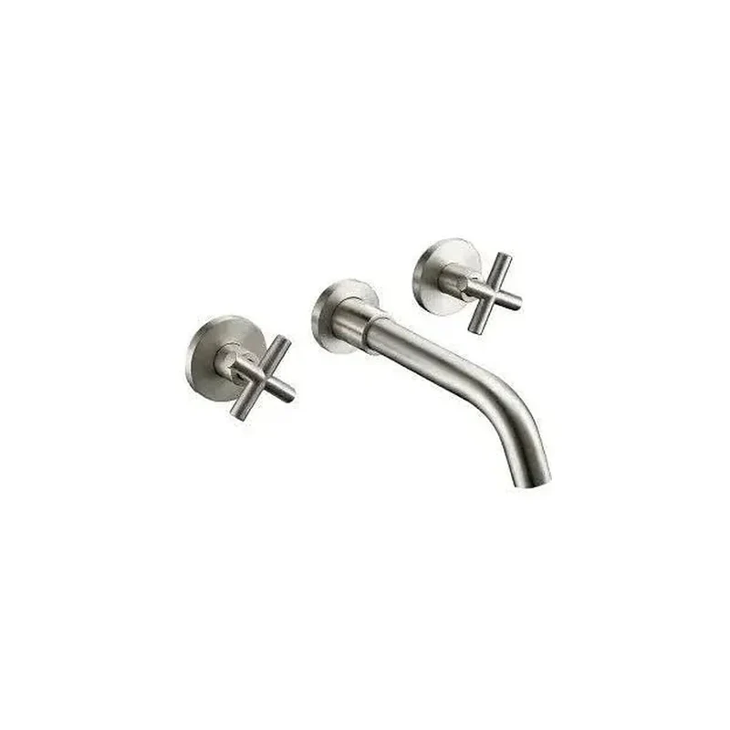 Grifo de lavabo empotrado bimando redondo en acero cepillado Nalon de Valaz