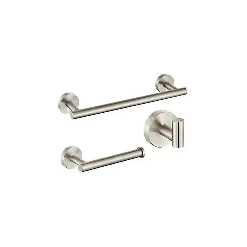 Set de Baño Valaz en Acero Inoxidable Cepillado con Toallero y Portarrollos