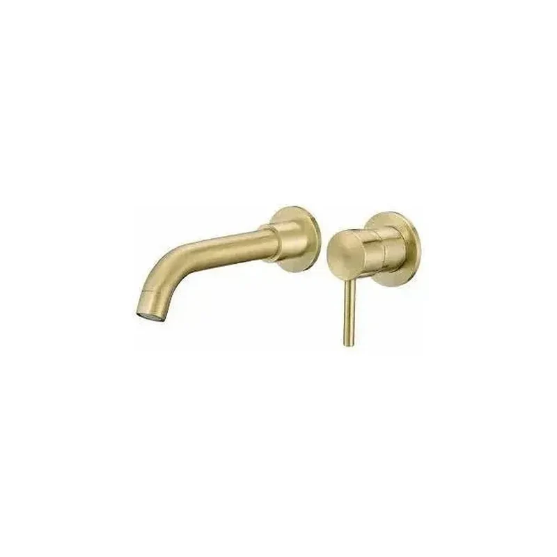 Grifo de lavabo empotrado monomando de 15 cm en latón dorado envejecido Guadiana de Valaz