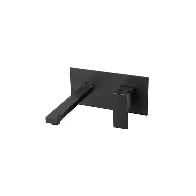 Grifo de lavabo empotrado monomando cuadrado en latón negro mate Tajo de Valaz