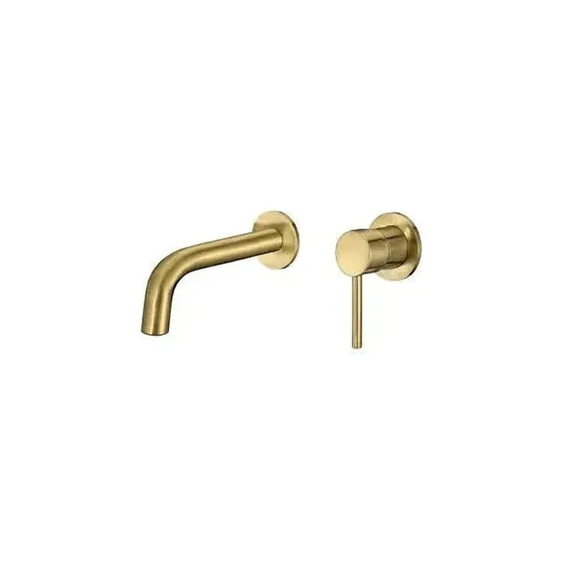 Grifo de lavabo empotrado a pared monomando en oro mate cepillado Deva de Valaz