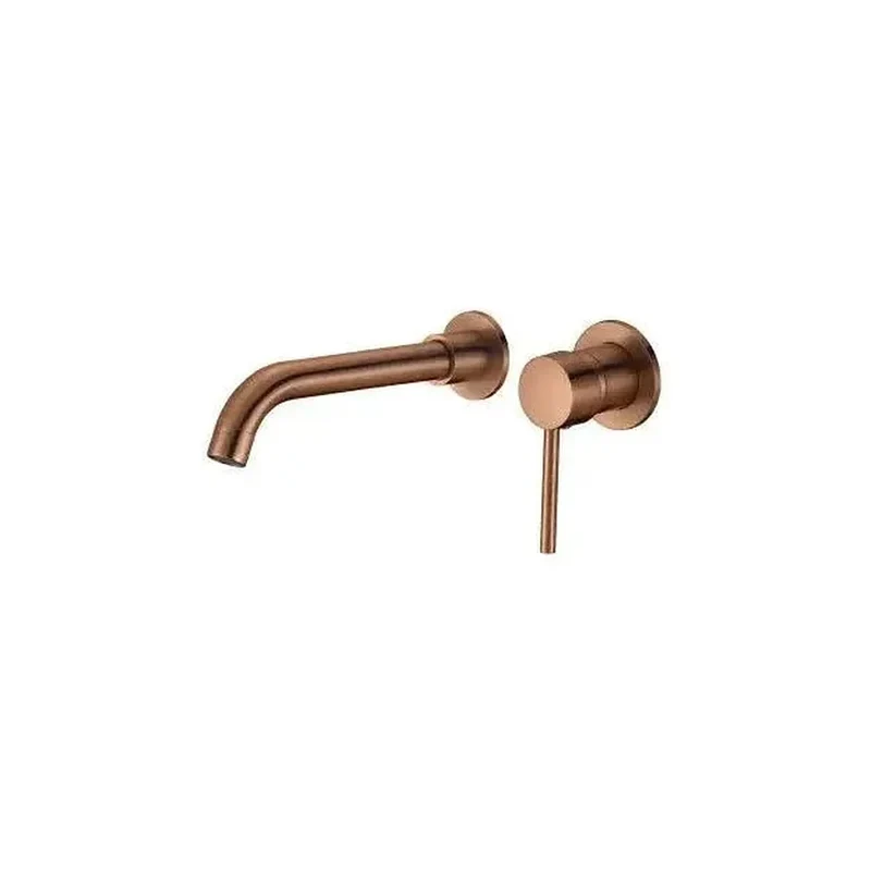 Grifo de lavabo empotrado monomando en latón oro rosa cepillado Guadiana de Valaz