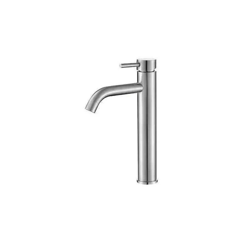 Grifo de lavabo alto monomando en latón acero cepillado Jabalón de Valaz