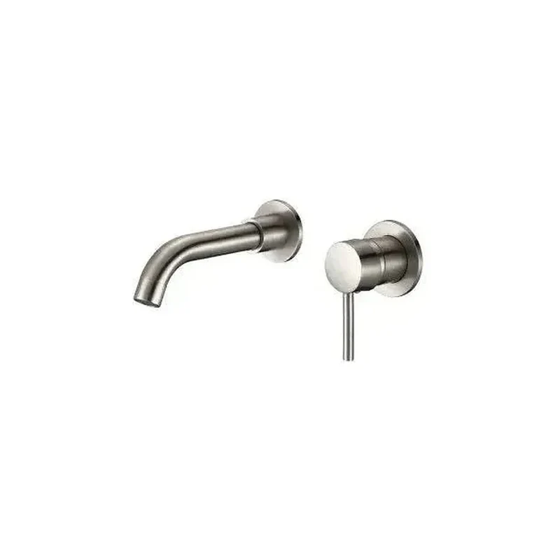 Grifo de lavabo empotrado monomando de 15 cm en latón acero cepillado Guadiana de Valaz