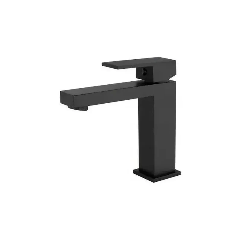 Grifo de lavabo monomando cuadrado de agua fría en negro mate Muga de Valaz