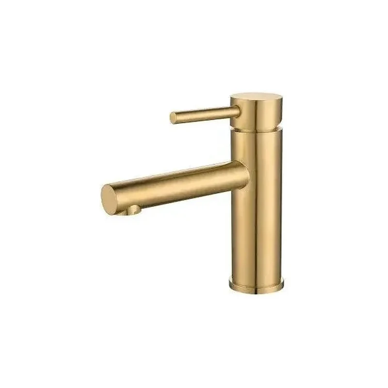 Grifo de lavabo monomando con caño recto en latón dorado cepillado Palancia de Valaz