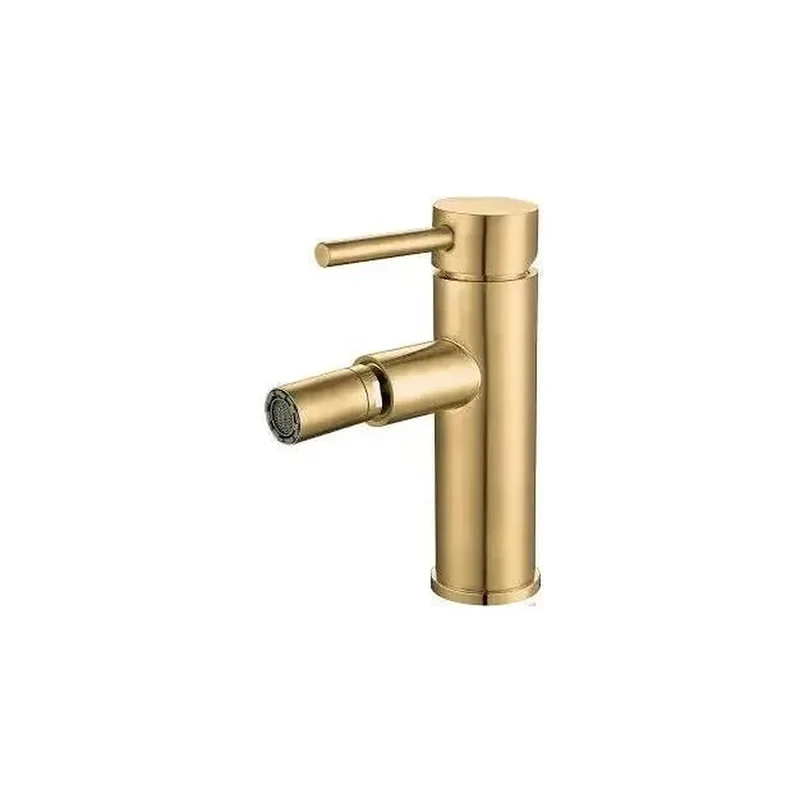 Grifo de bidet redondo y monomando en latón en dorado cepillado Jabalón de Valaz