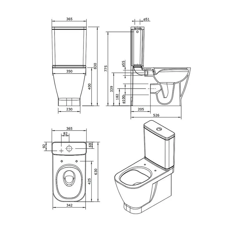 Inodoro de Suelo Rimflush Look Unisan Blanco