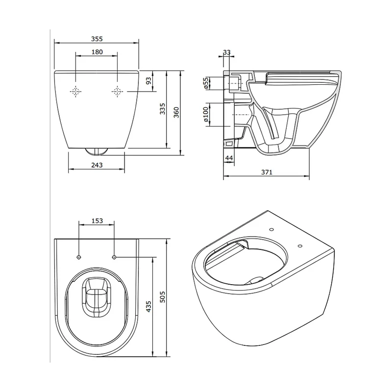 Inodoro Suspendido Rimflush Sanibold Unisan Blanco
