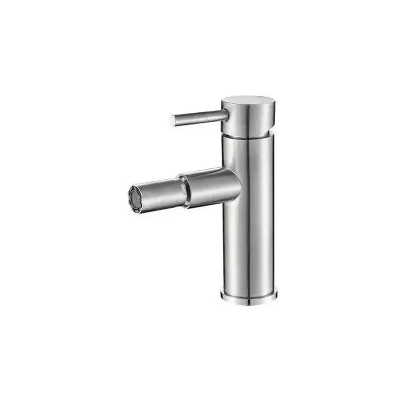 Grifo de bidet redondo y monomando en latón en acero cepillado Jabalón de Valaz