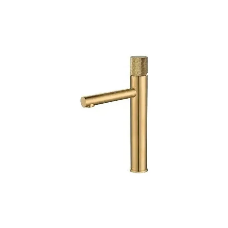 Grifo de lavabo alto monomando de caño recto en latón dorado satinado Bidasoa de Valaz