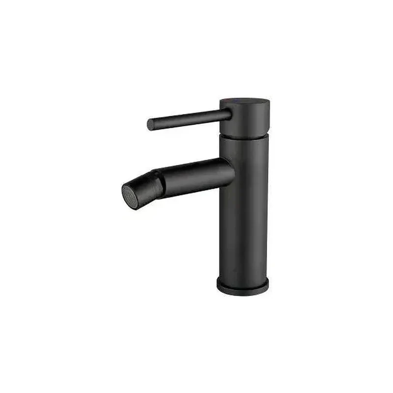 Grifo de bidé redondo con llave monomando en acero inoxidable en negro mate Ason de Valaz