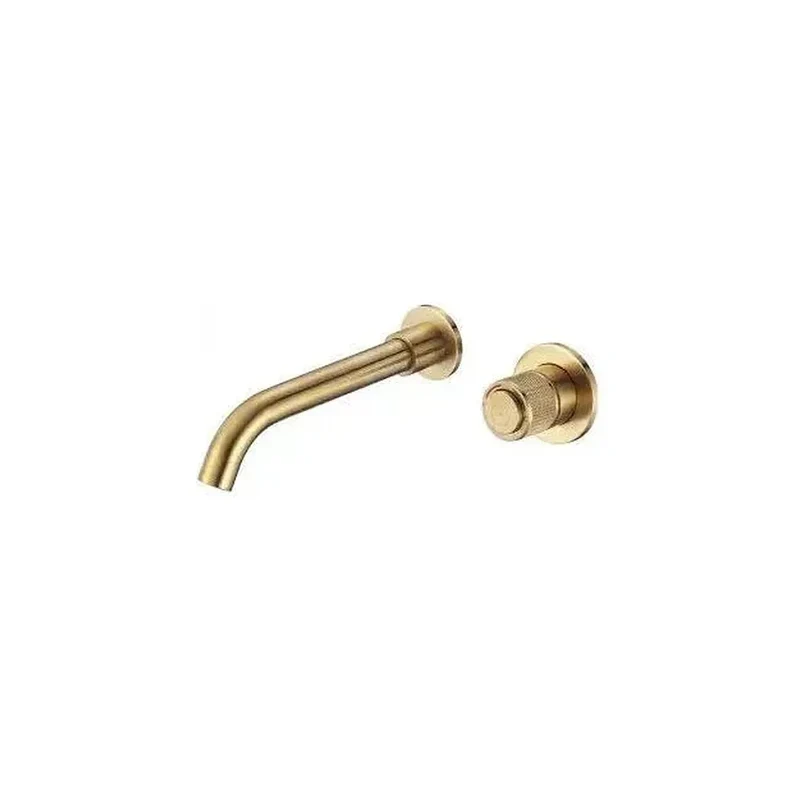 Grifo de lavabo empotrado con botón monomando en latón dorado satinado Andarax de Valaz