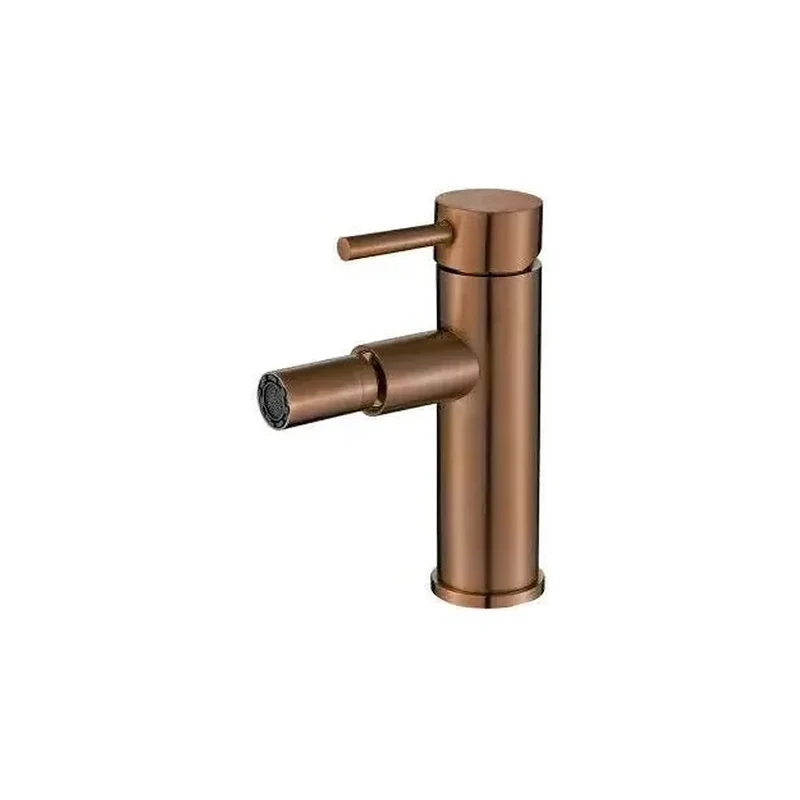 Grifo de bidet redondo y monomando en latón en oro rosa cepillado Jabalón de Valaz