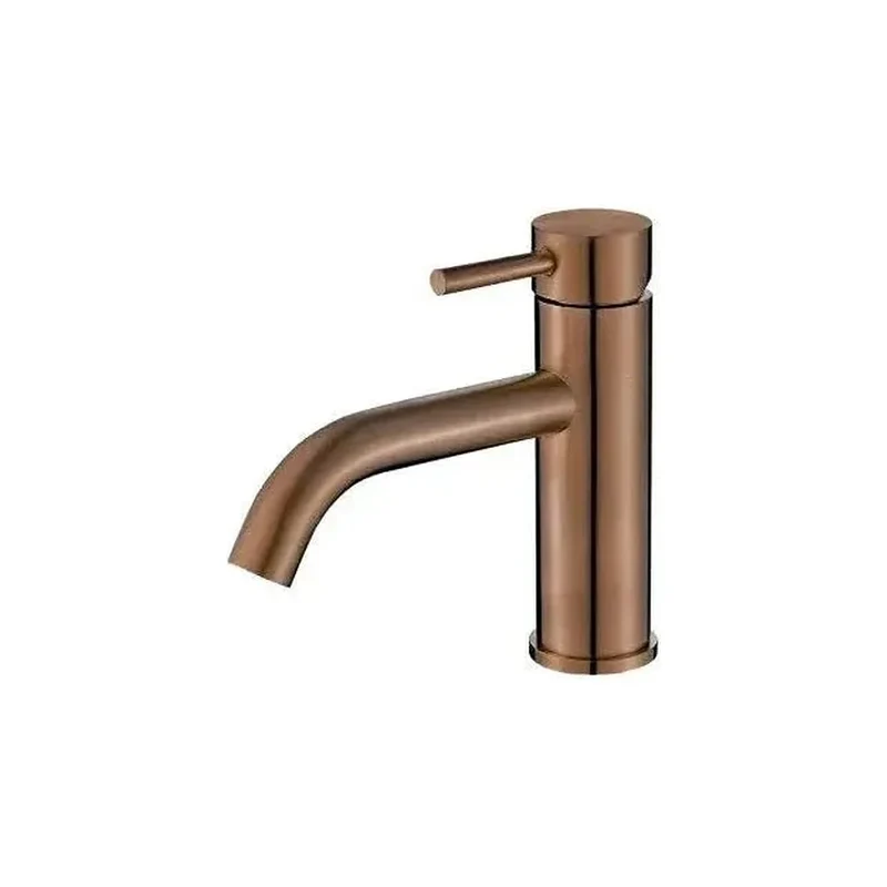 Grifo de lavabo monomando redondo en latón rosa cepillado Jabalón de Valaz