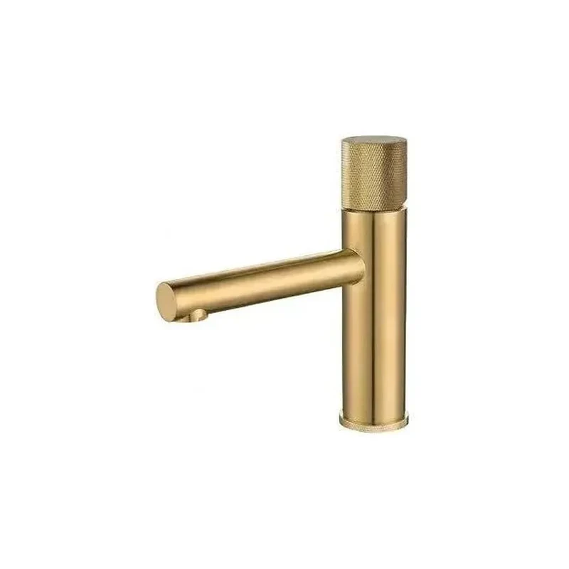 Grifo de lavabo monomando de caño recto redondo en latón dorado satinado Bidasoa de Valaz