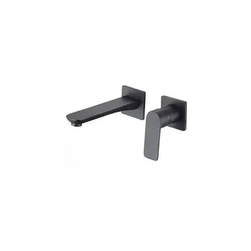 Grifo de lavabo empotrado monomando cuadrado en latón negro mate Esla de Valaz