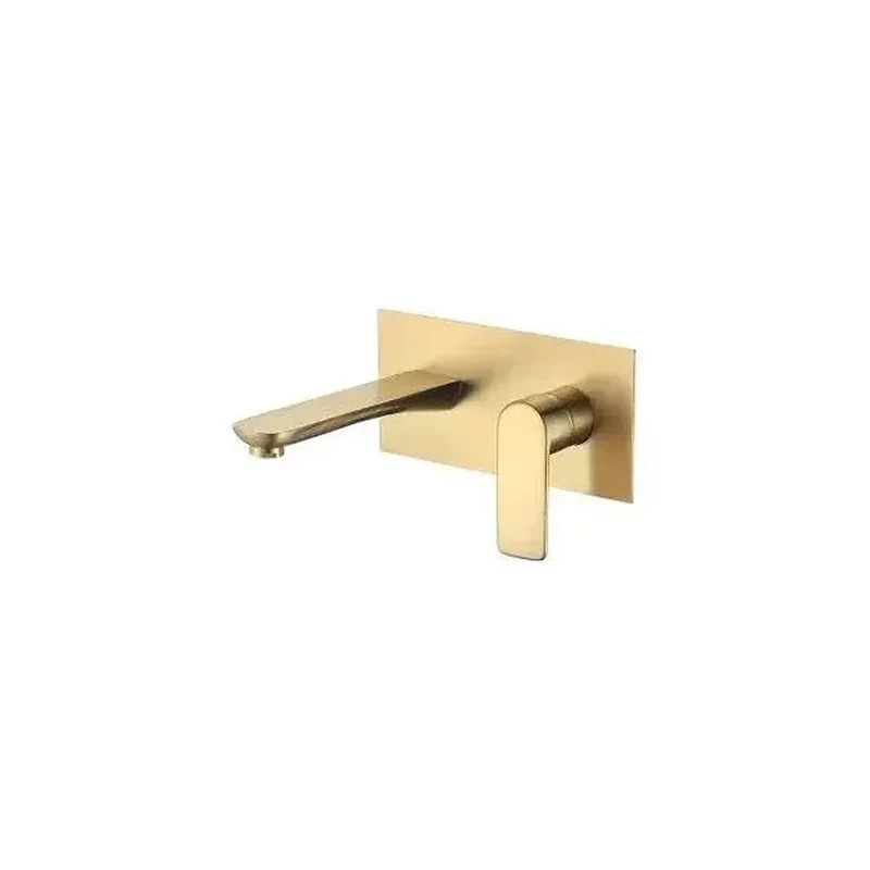 Grifo de lavabo empotrado monomando ovalado en latón dorado cepillado Sil de Valaz