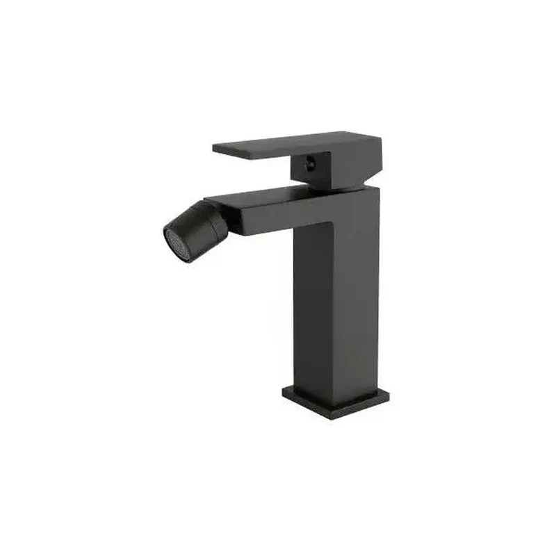 Grifo de bidé con apertura en agua fría monomando de estructura cuadrada en negro mate Muga de Valaz
