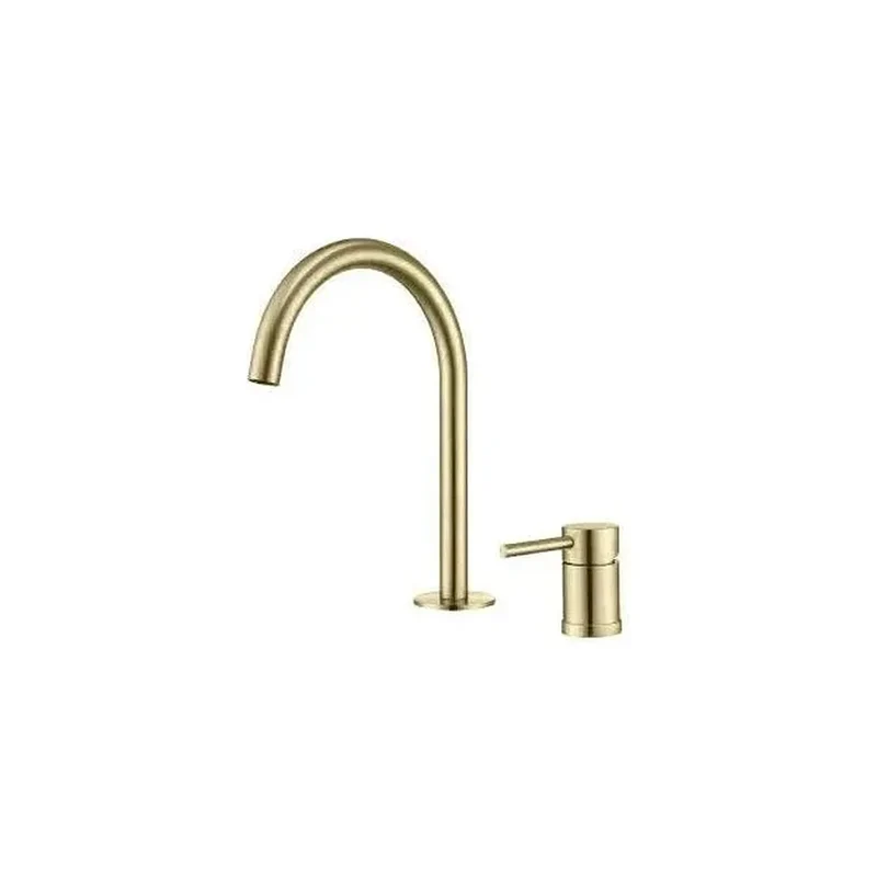 Grifo de lavabo monomando con cuello de cisne en latón oro mate Aragón de Valaz