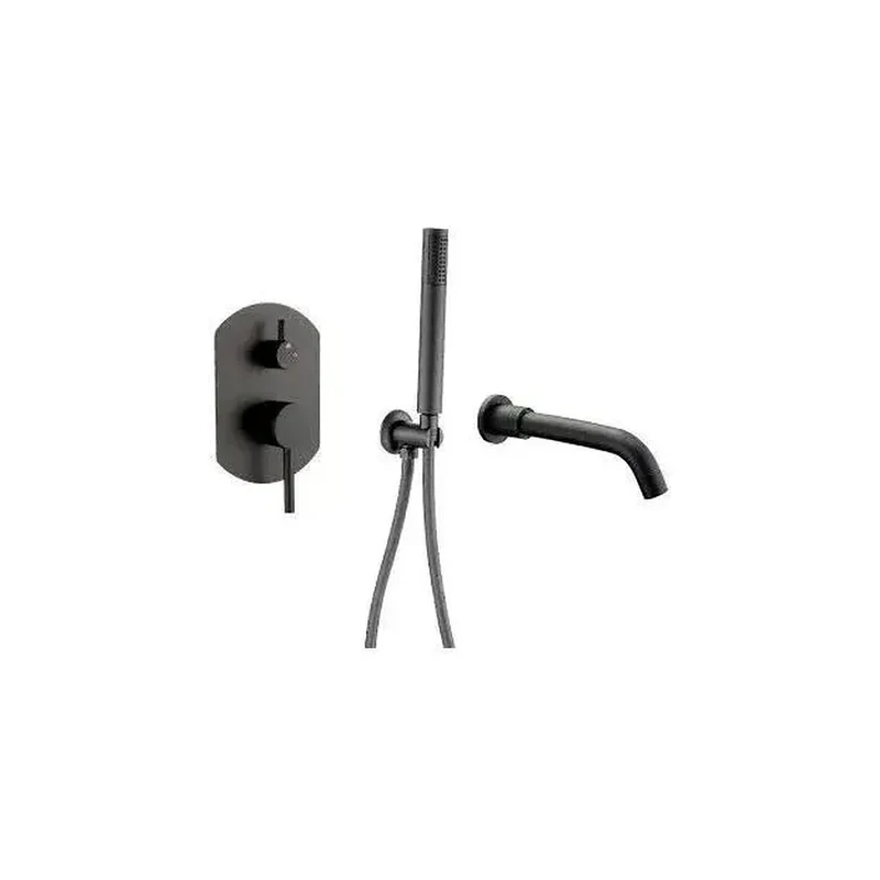 Grifo para bañera con alcachofa de mano y maneta monomando en negro mate Duero de Valaz