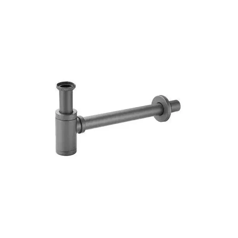 Sifón de lavabo redondo en latón y zamak de 12x36 cm en gris plomo de Valaz