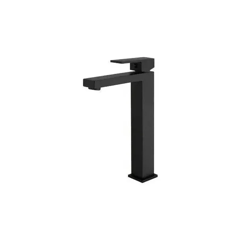 Grifo de lavabo alto monomando cuadrado de agua fría en negro mate Muga de Valaz