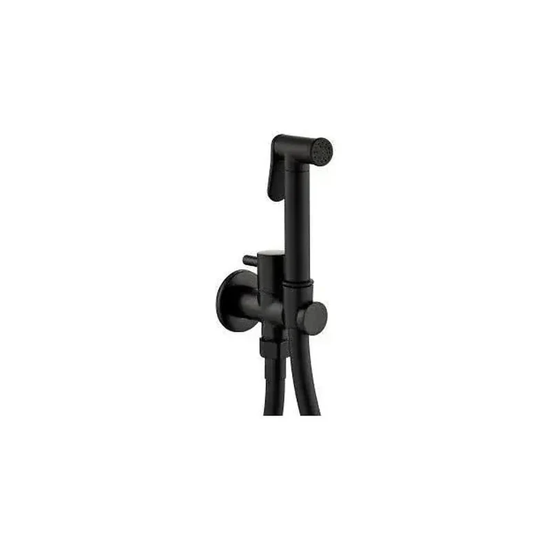 Grifo para bidé empotrado de una vía en latón y acero inoxidable en negro mate Guadiana de Valaz