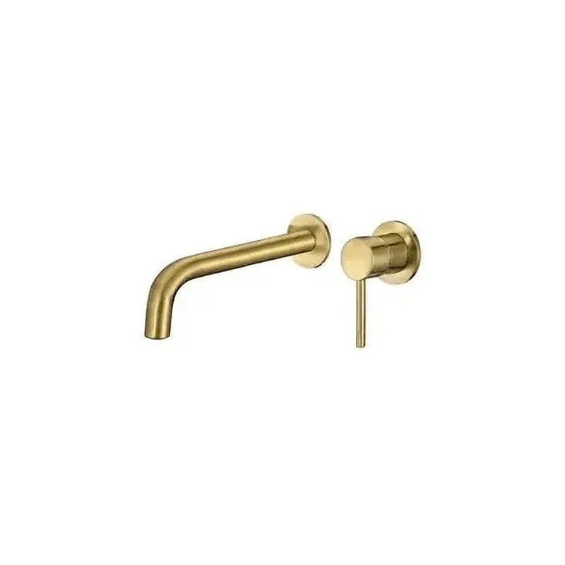 Grifo de lavabo empotrado a pared monomando de 23,7 cm en oro mate Deva de Valaz