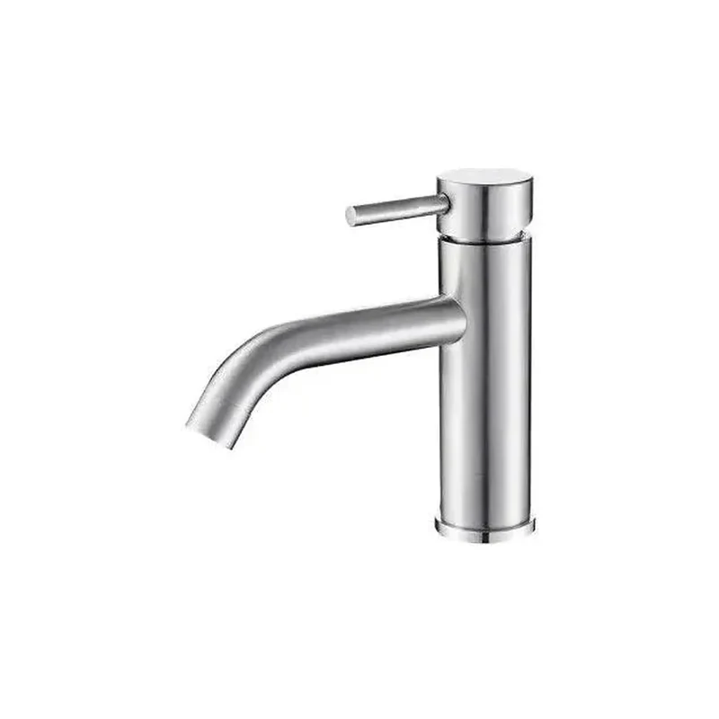 Grifo de lavabo monomando redondo en latón acero cepillado Jabalón de Valaz