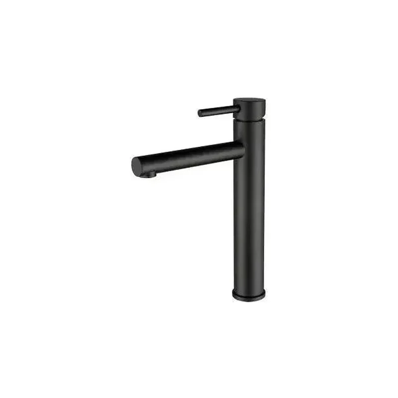 Grifo de lavabo alto monomando con caño recto en latón negro mate Palancia de Valaz