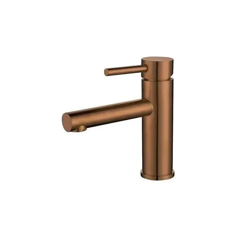 Grifo de lavabo monomando con caño recto en latón oro rosa cepillado Palancia de Valaz
