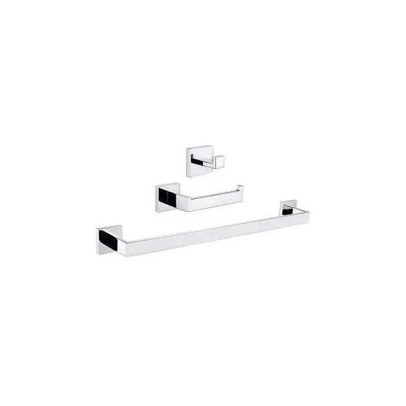 Conjunto de accesorios de baño cuadrados en acero inoxidable en cromo de Valaz