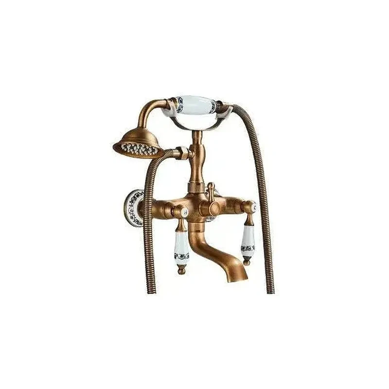 Grifo para bañera de diseño vintage en latón envejecido y acero inoxidable Mijares de Valaz