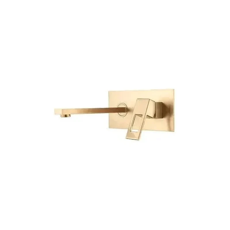 Grifo de lavabo empotrado monomando cuadrado en latón dorado cepillado Tormes de Valaz