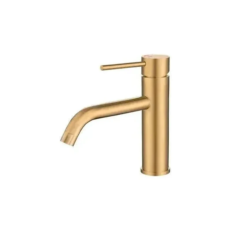 Grifo de lavabo monomando de agua fría redondo en latón dorado cepillado Ason de Valaz