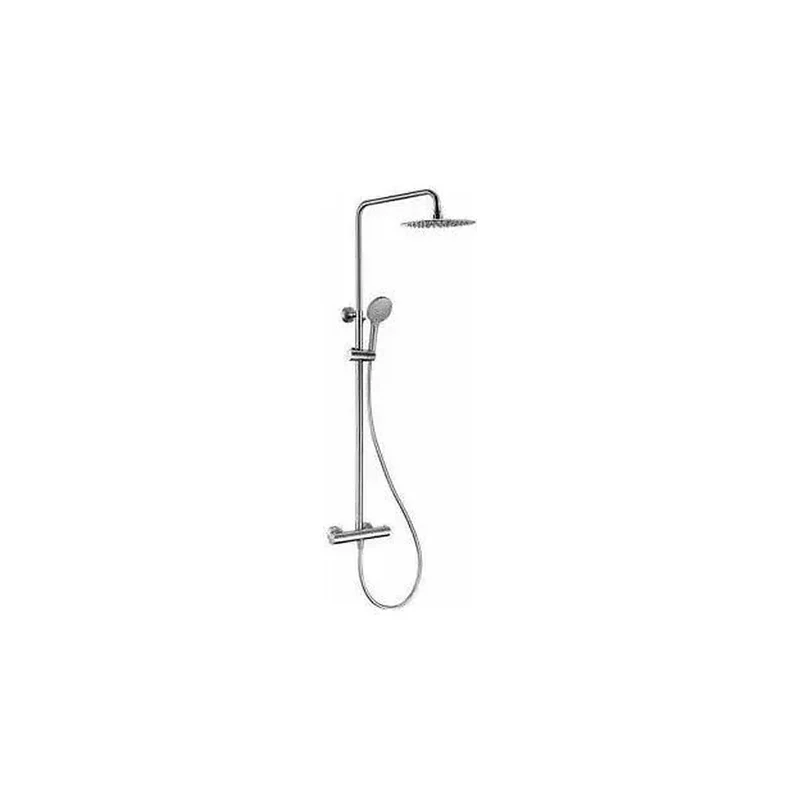 Columna de ducha termostática ajustable con rociador y alcachofa de mano en acero cepillado Ebro de Valaz