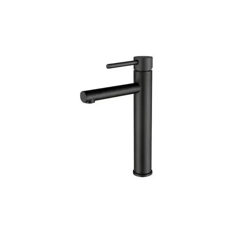 Grifo de lavabo alto monomando de agua fría con caño recto en negro mate Nansa de Valaz